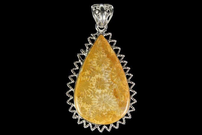 Million Year Old Fossil Coral Pendant - Sterling Silver #142291